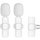 TIMMLUX 2x Brežični mikrofon za pametni telefon USB-C za vloge, TikTok, facebook, YouTube bel | Shoptok.si