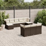 vidaXL 10-dijelni set vrtnih sofa od poliratana s jastucima smeđi | shoptok.hr