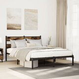 Maison Chic Kovinski Posteljni okvir - Dvoposteljna postelja - Zakonska postelja brez vzmetnice dimljen hrast 140x200cm, (21693078) | Shoptok.si