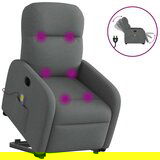 vidaXL Električni masažni naslonjač na podizanje od tkanine tamnosivi Cijene