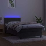  Box spring postelja z vzmetnico LED temno siva 100x200 cm žamet, (20789417) | Shoptok.si