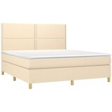  Krevet s oprugama i madracem krem 180x200 cm od tkanine | shoptok.hr