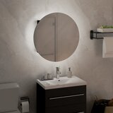  Kupaonski ormarić s okruglim ogledalom LED crni 40x40x17,5 cm | shoptok.hr