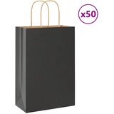 vidaXL Papirnate vrečke 50 kosov z ročaji črne barve 21x11x31 cm Cene
