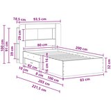  Okvir kreveta s pohranom s uzglavljem Staro drvo 80 x 200 cm | shoptok.hr
