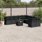 vidaXL 11-dijelni set vrtnih sofa od poliratana s jastucima crni Cijene