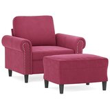  Fotelja s tabureom crvena boja vina 60 cm baršunasta | Shoptok.si