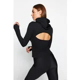 Trendyol Black Ribbed Thumbs and Back with Window/Cut Out Detail Sports Blouse