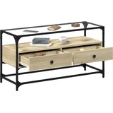 TV ormarić sa staklenom površinom boja hrasta 98x35x51 cm drvo | shoptok.hr
