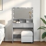 vidaXL Toaletni stolić s LED svjetlima siva boja betona 80x41x134,5 cm | shoptok.hr