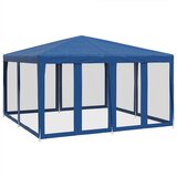 Šator za zabave s 8 mrežasta bočna zida plavi 4 x 4 m HDPE | shoptok.hr