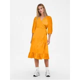 Only Orange Ladies Satin Wrap Midishats Olivia - Women