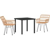 vidaXL 3-delni vrtni jedilni set rjava poli ratan | Shoptok.si