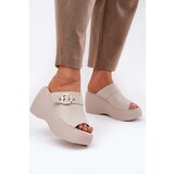 S. BARSKI Leather Women's Sandals On Platform And Wedge With Buckle Beige S.Barski | shoptok.hr
