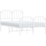 vidaXL Kovinski posteljni okvir z vzglavjem in vznožjem bel 120x200 cm | Shoptok.si