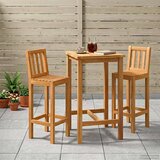 Vanjski bar set 3 pcs Neprerađeno Čvrsto teak drvo | shoptok.hr