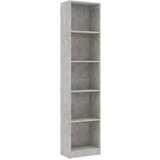 vidaXL Knjižna omara 5-nadstropna betonsko siva 40x24x175cm iverna pl. | Shoptok.si