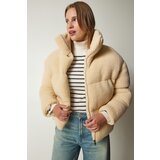  Women's Cream Stand-up Collar Fluffy Puffer Coat | Eponuda.ba