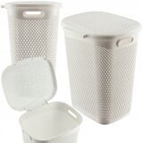 KADAX koš za perilo s pokrovom, velika plastična posoda, 55 l, bela, (5000356681) Cene