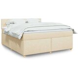 vidaXL Box spring postelja z vzmetnico krem 180x200 cm blago, (21306213) | Shoptok.si