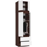 AKORD Star Garderobna Omara Z Nadgradnjo, 2 Vrata In 2 Predala, Wenge/Bela, (5000331723) | Shoptok.si
