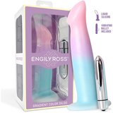 ENGILY ROSS Dildox Vibrating Color Gradient Liquid Silicone Dildo 17cm Blue-Pink Cene