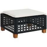  Vrtni stolček z blazino črn 63,5x56x32 cm poli ratan | Shoptok.si
