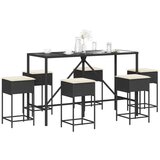  The Living Store Vrtna barska garnitura z blazinami 7-delna črna poli ratan - Vrtna Barska Garnitura, (21474449) | Shoptok.si
