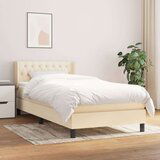  Box spring postelja z vzmetnico krem 90x200 cm blago, (20726452) | Shoptok.si