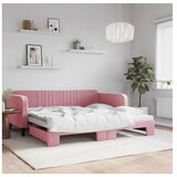 vidaXL Izvlečna dnevna postelja roza 100x200 cm žamet | Shoptok.si