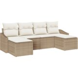 vidaXL 6-dijelna vrtna blagovaonska garnitura s jastučićima bež poliratan | shoptok.hr