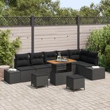vidaXL 9 komadni vrtni set sofe s jastucima crna poli ratan akacija, 2-sjedalna vrtna sofa s jastucima crna poli ratan, 3 komadni vrtni set za objedovanje s jastucima crna poli ratan akacija Cijene