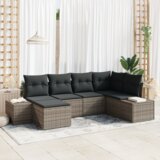 vidaXL 6-delna vrtna kavna garnitura z blazinami siva poli ratan | Shoptok.si