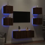  The Living Store Komplet TV omaric LED 6-delni rjavi hrast inženirski les - Stenska TV Enota, (21555305) Cene
