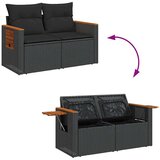 vidaXL Vrtna sedežna garnitura z blazinami 8-delna črn ratan/akacija | Shoptok.si