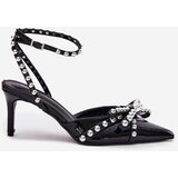Boto Embellished Patent Heels With Open Back Black Redaine | Shoptok.si