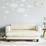  Dječja fotelja s tabureom krem 100 x 50 x 30 cm baršunasta | Eponuda.com