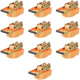 vidaXL Tovorni vezni trak 10 kosov 2 toni 8mx50mm oranžne barve Cene