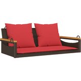  Klupa za ljuljanje s jastucima smeđa 109x62x40 cm od poliratana | shoptok.hr