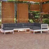 Maison Chic Seti vrtnega pohištva - Vrtna garnitura - Vrtni pohištvo set 9-delna z blazinami bela trdna borovina, (21800522) | Shoptok.si
