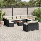  13-dijelni set vrtnih sofa s jastucima poliratan crni Cijene