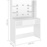 vidaXL Toaletna mizica z LED lučkami 100x40x135 cm MDF | Shoptok.si