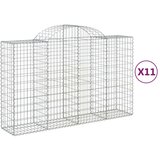 Obokana gabionska košara 11 kos 200x50x120/140cm cinkano železo | Shoptok.si