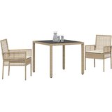  Set 2 Bež PE ratan, prašno lakirano jeklo, kaljeno steklo Majhna | Shoptok.si