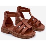 Boto Girls gladiator sandals with gold detail brown Vesira | Shoptok.si