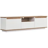 Bela/v naravni barvi TV omarica v borovem dekorju 160x42x30 cm Sentinel –
