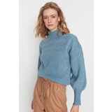 Trendyol Blue Knit Detail Stand Up Collar Knitwear Sweater | Shoptok.si