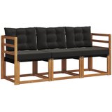  Set vanjskih sofa s jastukom 3 pcs Prirodna i crna | Eponuda.ba