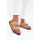 Boto Crocheted Women's Slippers With Golden Buckles Camel Fenira u