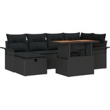 vidaXL 7-delni set vrtnih zof z blazinami črn poli ratan | Shoptok.si
